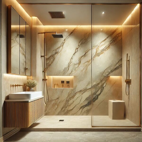 panneau de douche grand format tendance 2025