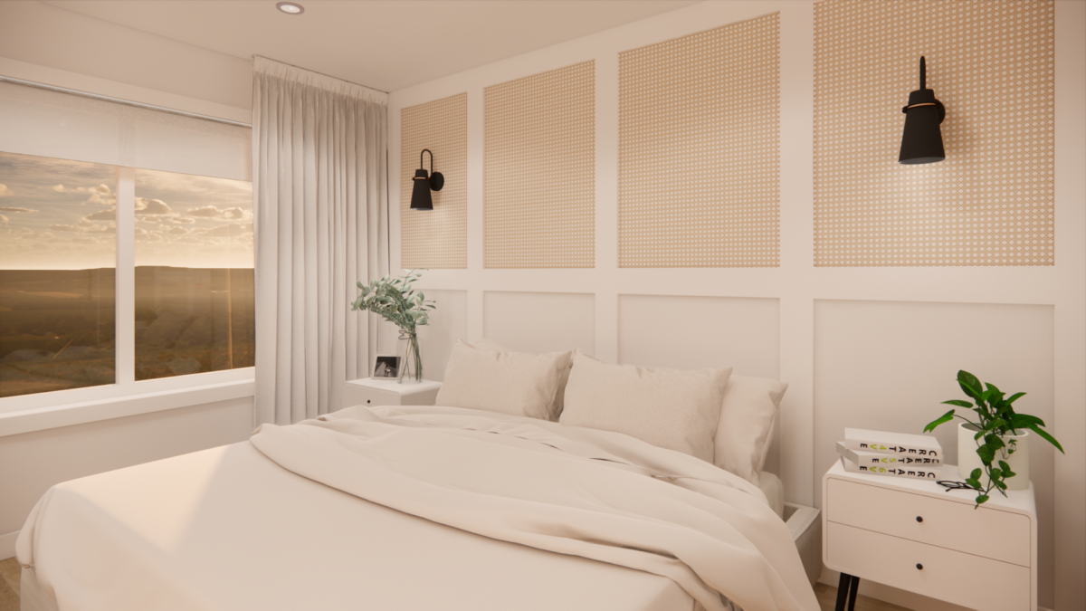 Chambre avec cannage tressé en osier