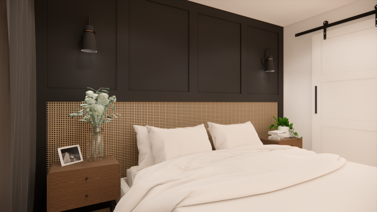 Chambre avec cannage tressé en osier