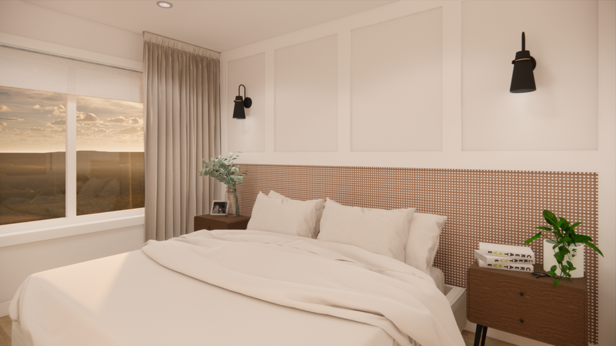 Chambre avec cannage tressé en osier